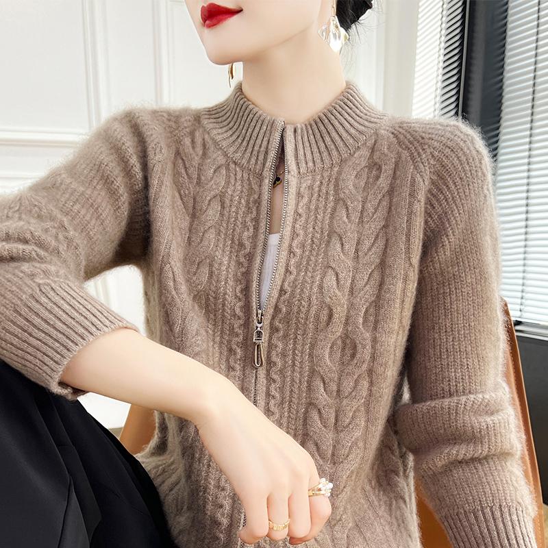 Женский кашемировый кардиган Qinghe Cashmere 30% кашемира 70% шерсти Осенне-зимний кашемировый кардиган Утепленный Мягкий Теплый