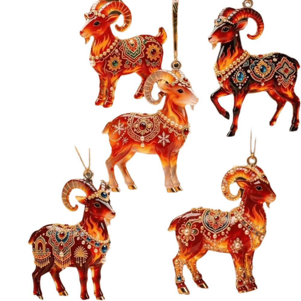 5/7/10 pcs 2D Flat Lamb Hanging Ornaments New Year Christmas Decorations Acrylic Goat Pendant  Gift