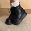 Модные универсальные тонкие ботильоны, короткие ботинки, новые осенне-зимние ботинки Мартина на толстой подошве-маффин в британском стиле, женские
