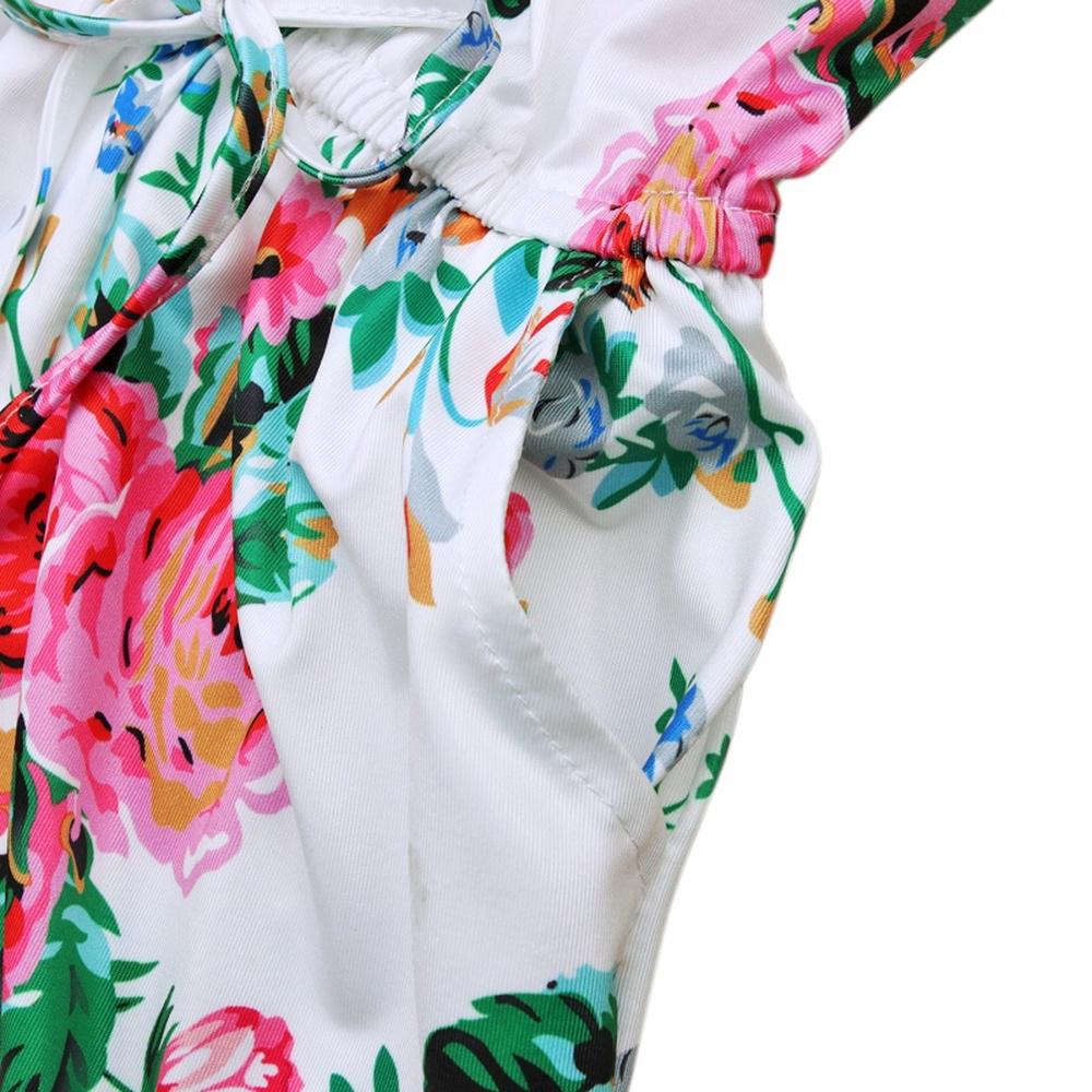 Kids Girl Floral Printed String Sleeveless One-piece Summer Jumpsuit Party Dress