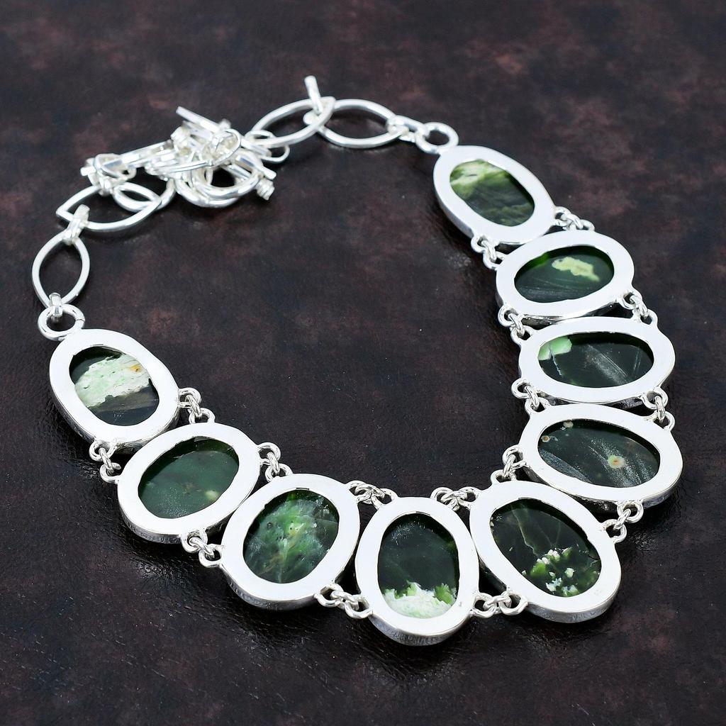 Ожерелье из австралийского хромированного халцедона, ожерелье из стерлингового серебра 925 пробы, регулируемое ожерелье-цепочка, ювелирные изделия ручной работы, ожерелье из драгоценных камней, подарок для мамы