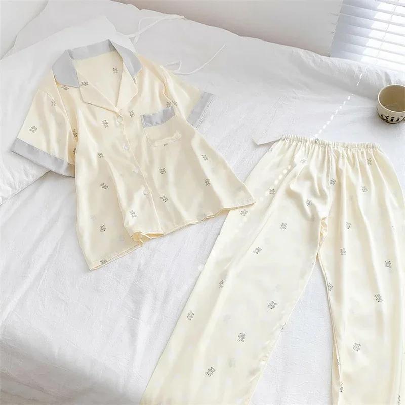 Женская пижама Little Bear French Y2k Elegant Harajuku Lazy Casual Nightgown New Summer
