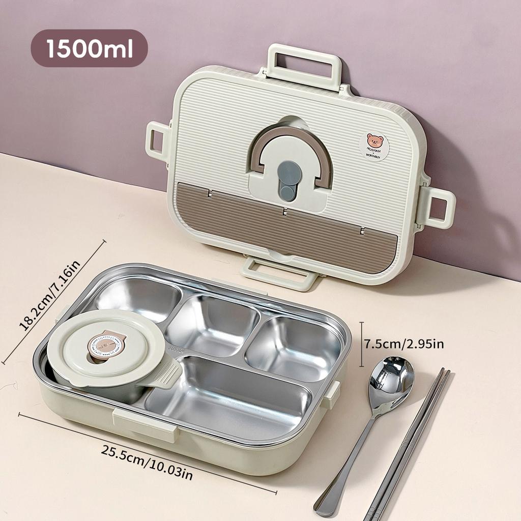 WORTHBUY Large Capacity 304 Stainless Steel Divided Lunch Box For Student Safe Heatable Portable Leak-proof Lunch Container Set