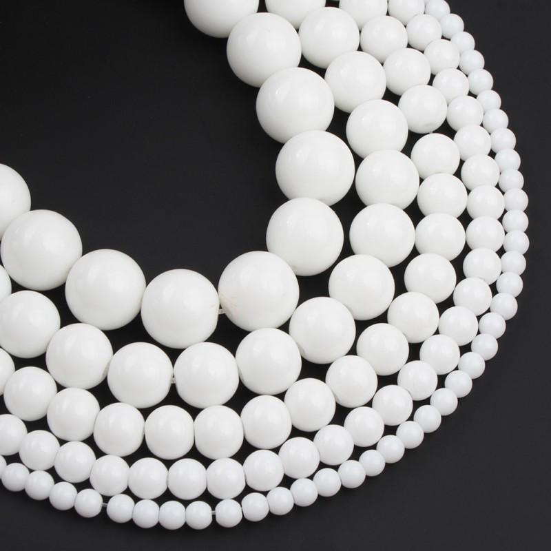 Бусины из натурального камня, белые агаты, круглые свободные бусины 4, 6, 8, 10, 12 мм, 15 дюймов для изготовления ювелирных изделий своими руками