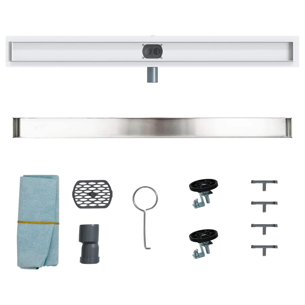 2 in 1 Shower Drain with 360 degrees Siphon Silver 100 cm Stainless Steel 304