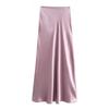 Kaslead New Arrival Women's Fashion Style Fashion Casual Easiest for Match Fine Acetate Satin Elastic Waist Zipper Skirt