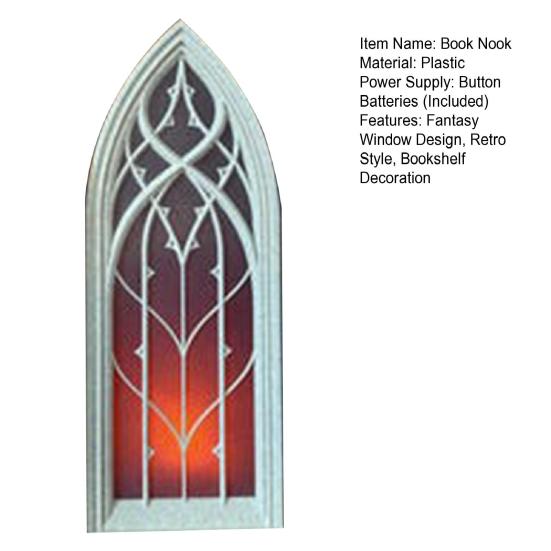 Fantasy Window Book Nook with Light Retro Light-up Window Booknook Bookshelf Insert Decoration Gift for Book Lovers