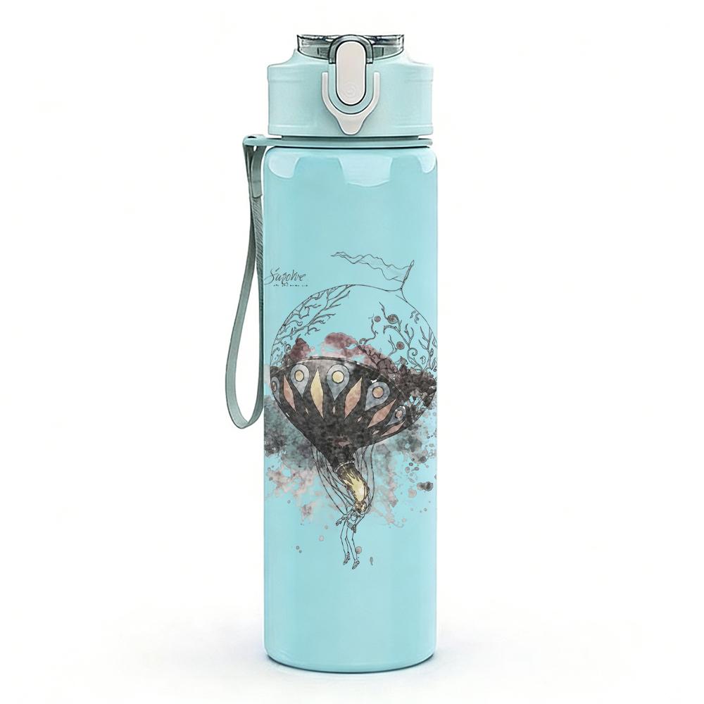 1PC Sublime Band Vintage Album Print 750ml colorful plastic sports water bottle leakproof pop up lid with straw for outdoor work home use