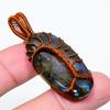 Labradorite Gemstone Copper Wire Wrap Jewelry Pendant 2.17" H6v26