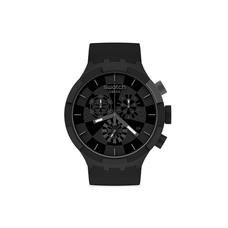 Swatch Унисекс Большая Смелая Серия 47мм Черные Часы SB02B400 SB02B400