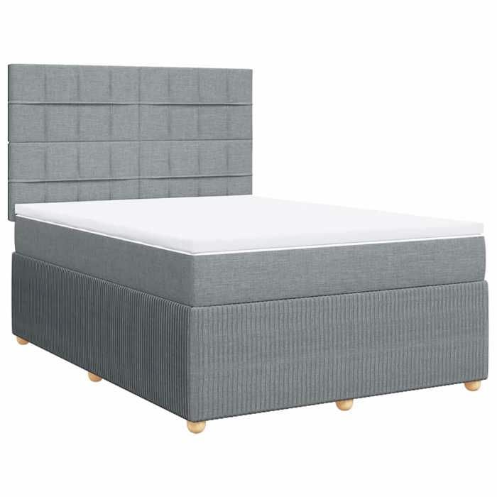 Maison Exclusive - Sommier à lattes de lit avec matelas Gris clair 140x190cm Tissu