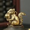Lucky Wealth Brass Squirrel Holds Pine Nut Car Keychain Pendant Ornament Brass Squirrel Ornament Crafts Sculpture Landscaping