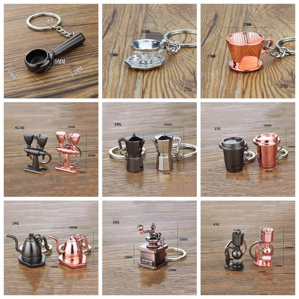 Metal 3D Creative Coffee Keychain Pitcher Mini Moka Pitcher Keyring Cute Creative Coffee Handle Keyring Barista Gift