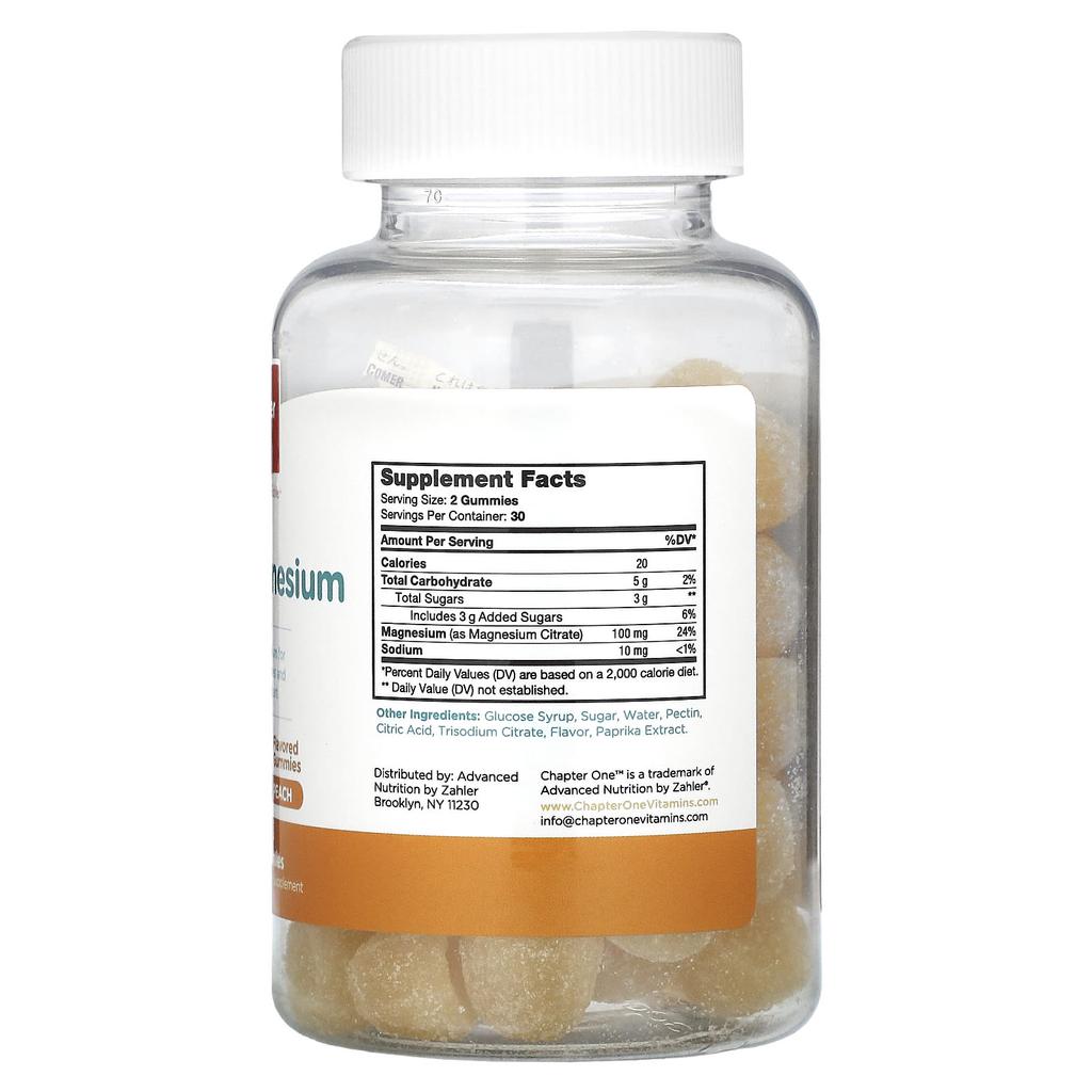 Magnesium Gummies, Peach Flavor, 60 Gummies