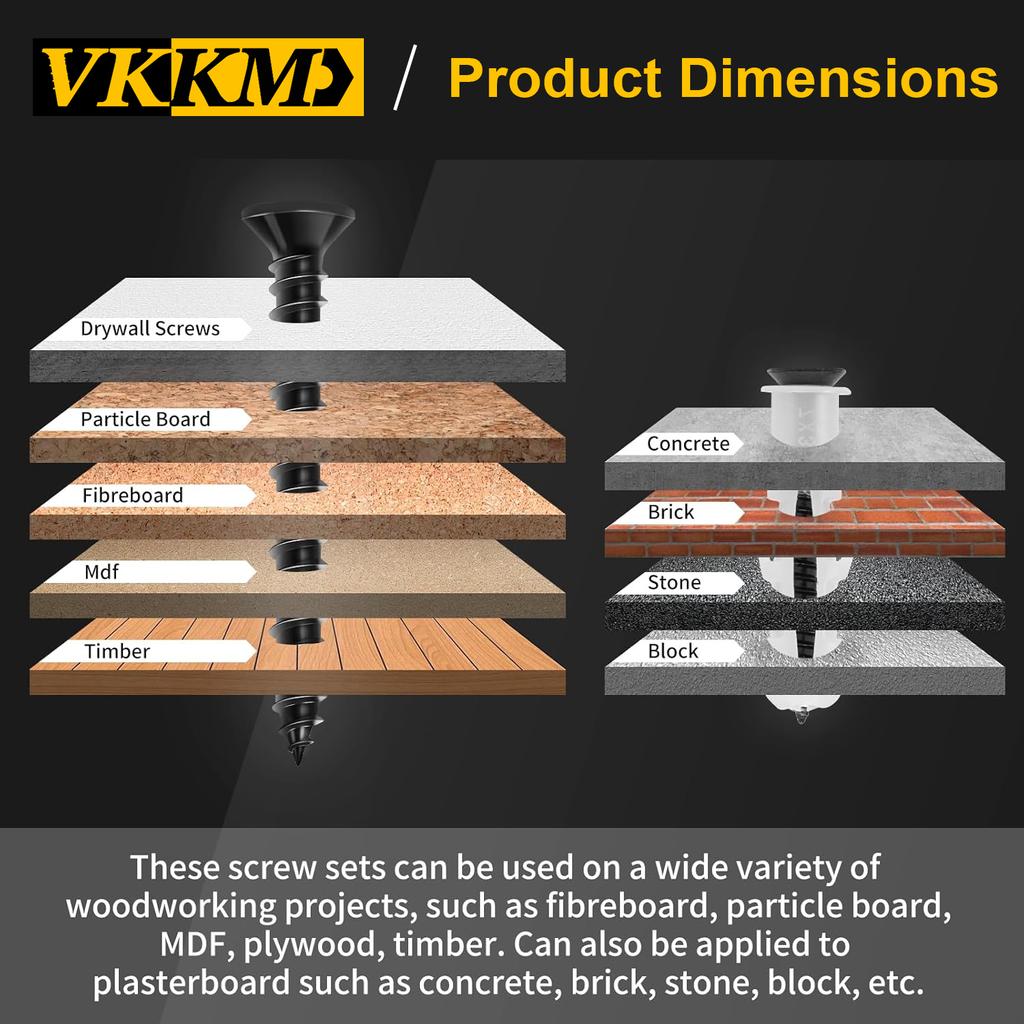 Набор шурупов по дереву, набор из 240 шурупов по дереву с плоской головкой высокой твердости, набор шурупов с крестообразным шлицем, содержит 15 анкеров