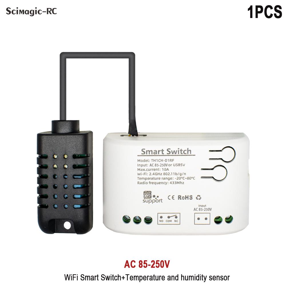 WiFi-выключатель eWeLink 10A 2200 Вт Беспроводное управление с мониторингом энергопотребления Температура и влажность Термостат Alexa