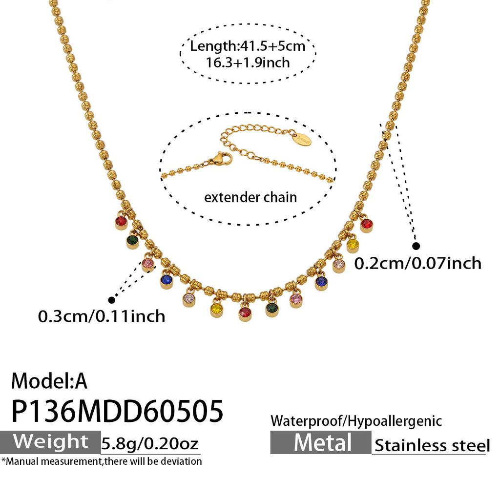 2026 Trending Geometric Choker Necklace for Women Stainless Steel Gold Plated Pastel Beaded Chain Minimalist Party Jewelry