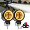 Ygmylandbb Motorcycle LED Fog Lights with Squid Motorcycle Daytime Running LED Work Auxiliary White and Yellow High Round Switch Rings, Headlights,