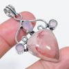 Natural Rose Quartz, Chalcedony 925 Sterling Silver Jewelry Pendant 2.25" n0S88