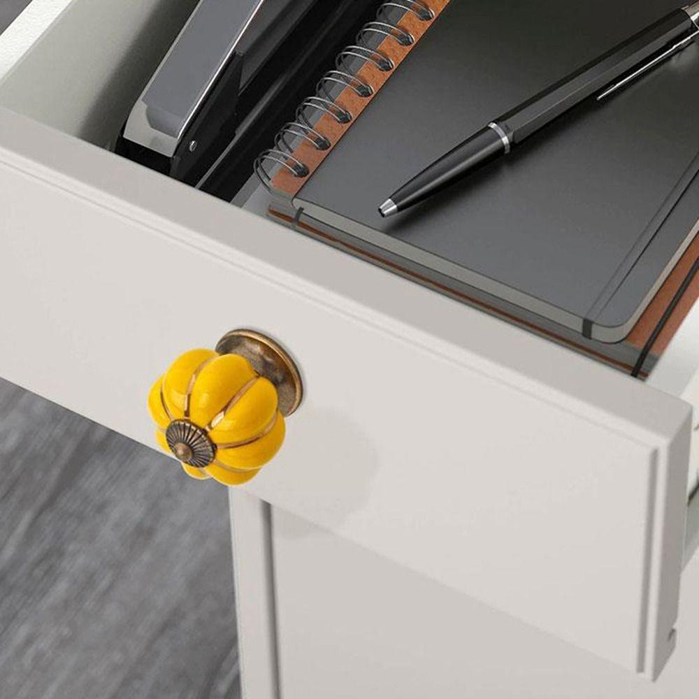 1Pcs Ceramic Cupboard Single Hole Pumpkin With Screws Door Handle Drawer Knob Drawer Pull Door Knob