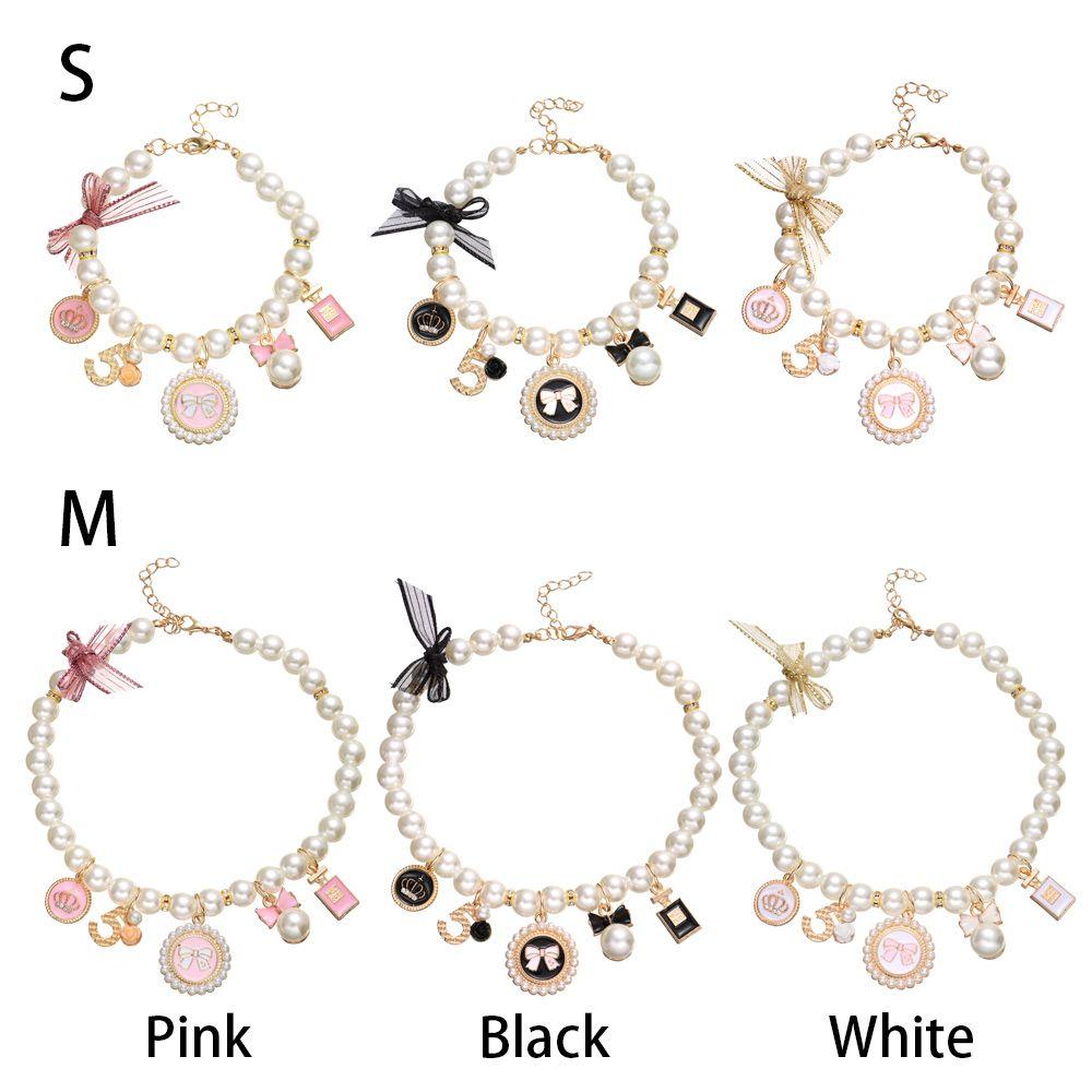 Products Puppy Accessories Cute Collar Bow Necklace Adjustable Dog Cat Princess Pet Pearl Collar
