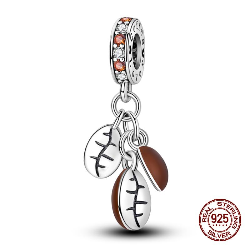 Real 925 Sterling Silver Chocolate Pizza Cake Fries Food Charms Beads Fit 925 Original Bracelets DIY Cute Jewelry Gifts