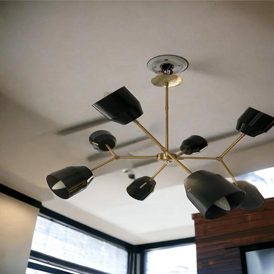 Stilnovo Black Mid Century 8 Light Chandelier Adjustable Globes Modern Ceiling Light