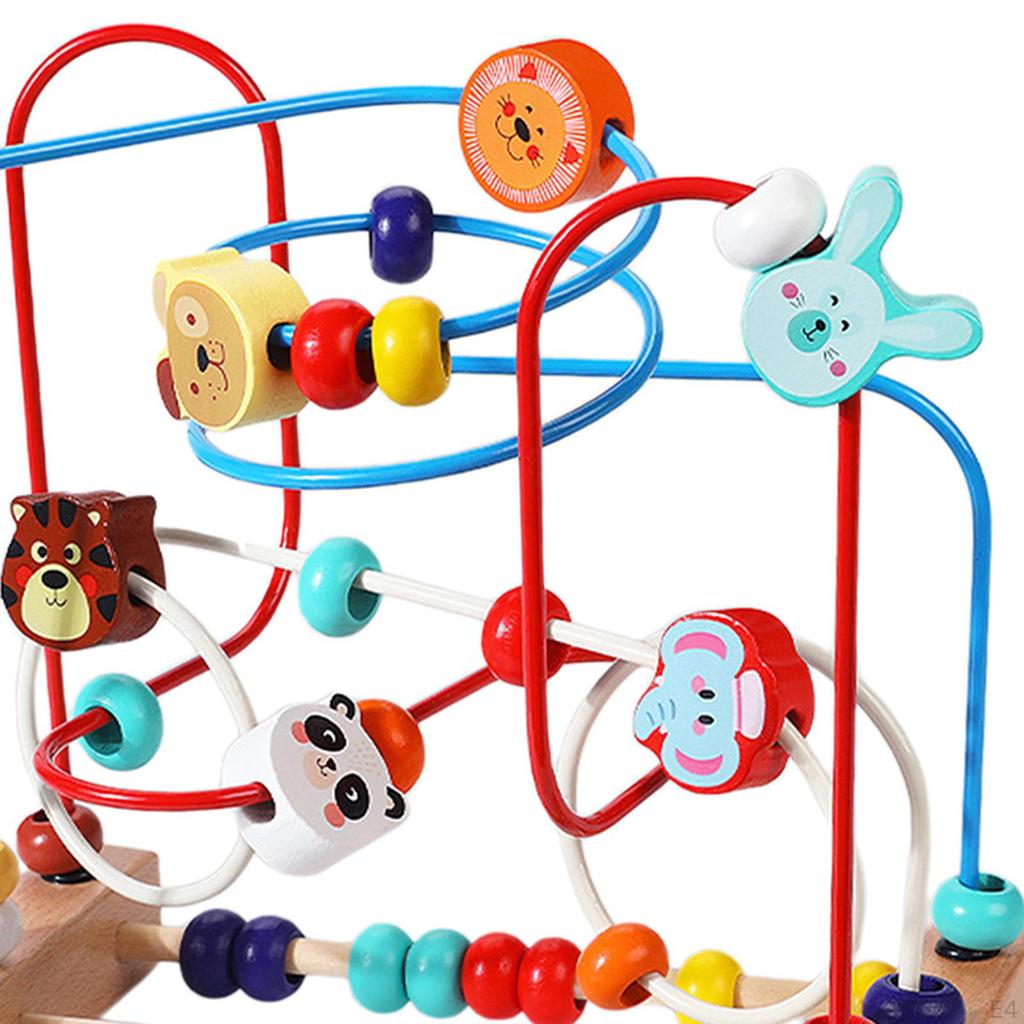 Лабиринт из бусин головоломка игрушка мелкая моторика навыки деревянные образовательные счеты круг для