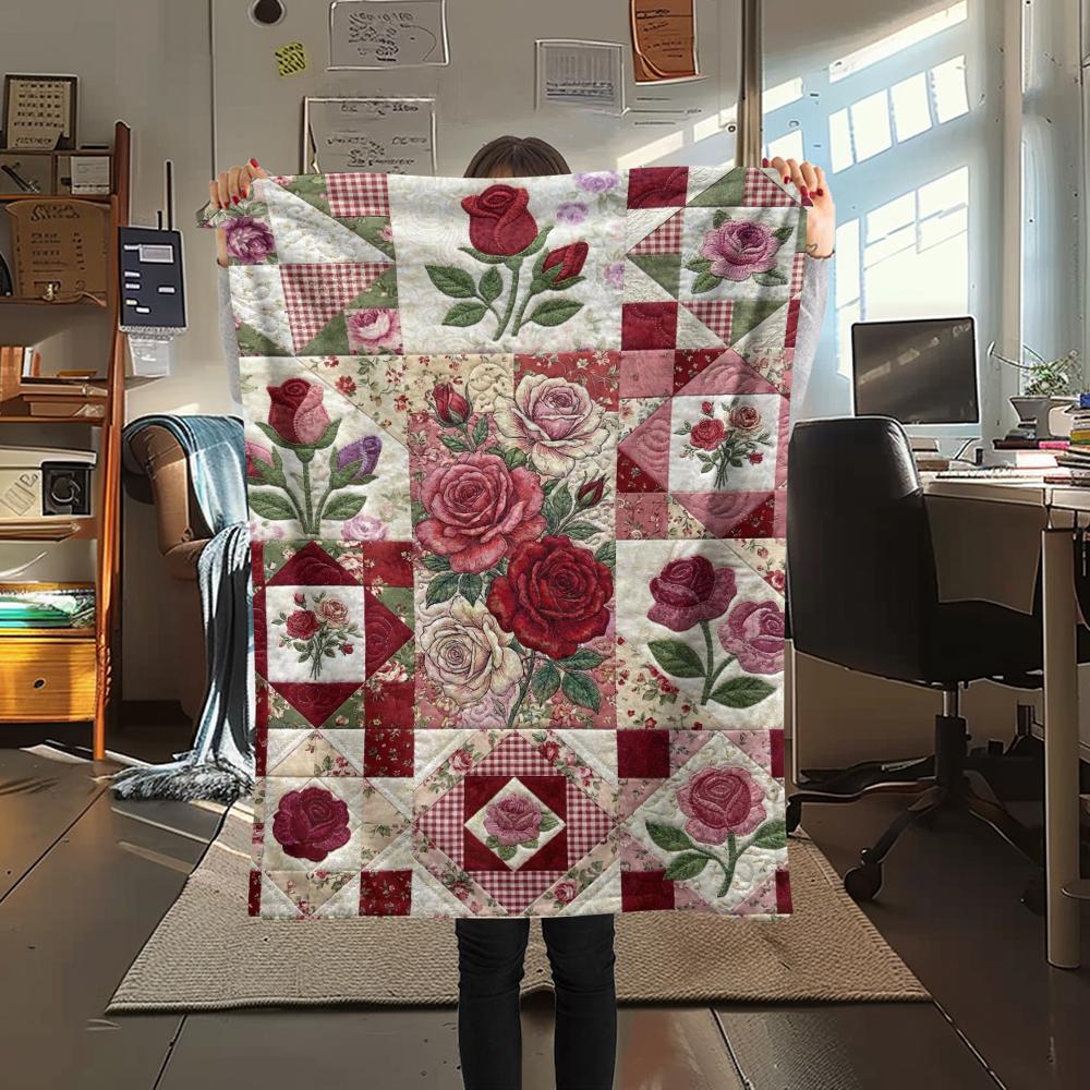 Rose Flower Print Flannel Blanket, High quality Comfortable for All Seasons, Home Decor, Warmth and Comfort, Perfect for Christmas Gifts101