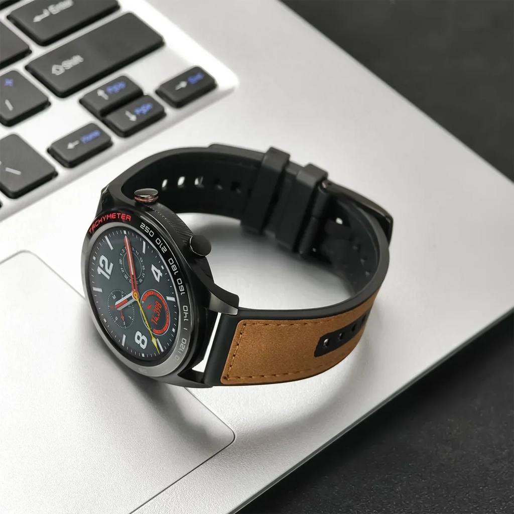 Leather Silicone Strap for Samsung Galaxy Watch 3 45mm Band 22mm Bracelet For Huawei Watch GT 2e/GT2/GT For Redmi 3 Lite Correa