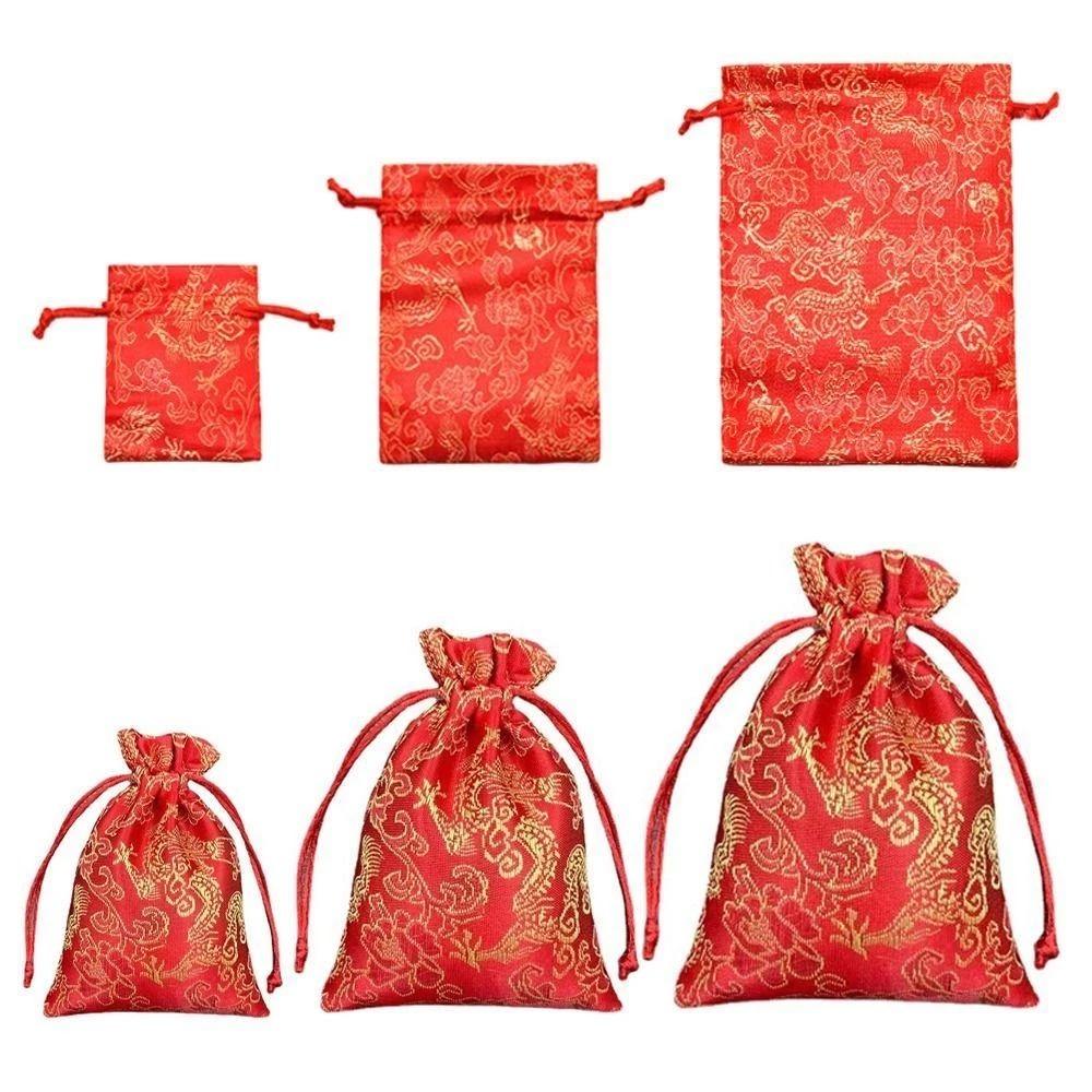 1/2шт регулируемые подарочные упаковочные мешочки в китайском стиле конфетные мешочки НОВЫЕ мешочки для хранения