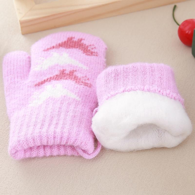 Милые детские варежки Зимние теплые вязаные детские варежки для мальчиков и девочек Уличные ветрозащитные варежки для малышей и детей с веревочкой