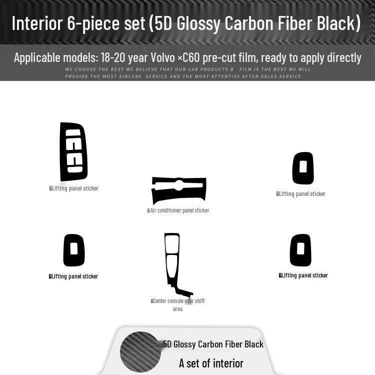 Наклейка для отделки салона из углеродного волокна для Volvo XC60 '18-'21 - Бесплатная замена