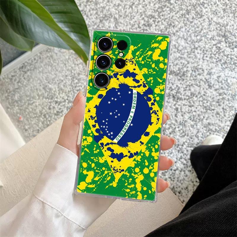 Бразилия Бразильский флаг Прозрачный чехол для Samsung Galaxy S26 S25 S24 S23 Ultra S20 S21 FE S22 Plus S26 Ultra S25FE Мягкий чехол для телефона