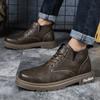 Модные зимние ботинки Натуральная кожа Короткие ботинки Плюс бархат Высокий верх Уличные кроссовки Ботильоны Мужские ботинки Толстая подошва Повседневные ботинки Мех