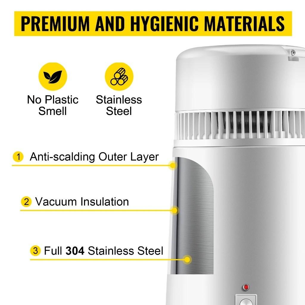 750W 4L Pure Water Distiller Distilled Water Maker  Filter Stainless Steel Electric Distillation Purifier