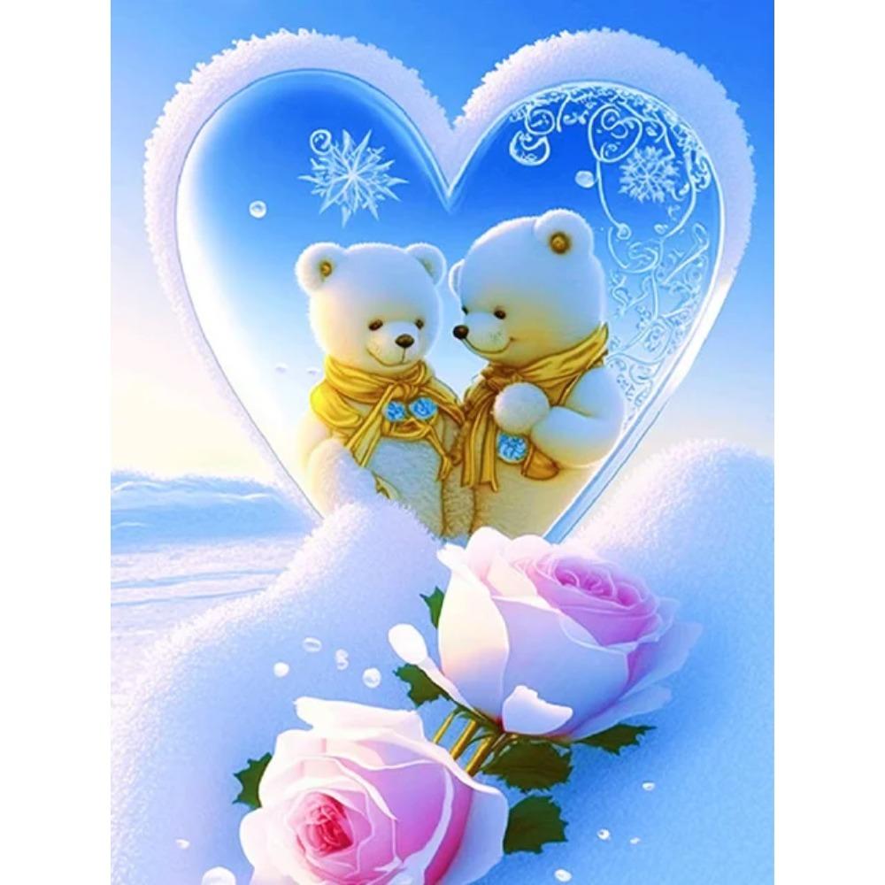 Алмазная картина, полная дрель, красивый цветок любви, круглая алмазная живопись, ручная работа, морской плюшевый мишка, сделай сам, алмазная мозаика, картина, украшение для дома