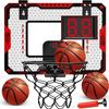 Kids' Indoor Basketball Hoop with Electronic Scoreboard, Mini Over-the-Door Basketball Hoop with 3 Balls, Basketball Sports Toy for Boys Ages 6-8,