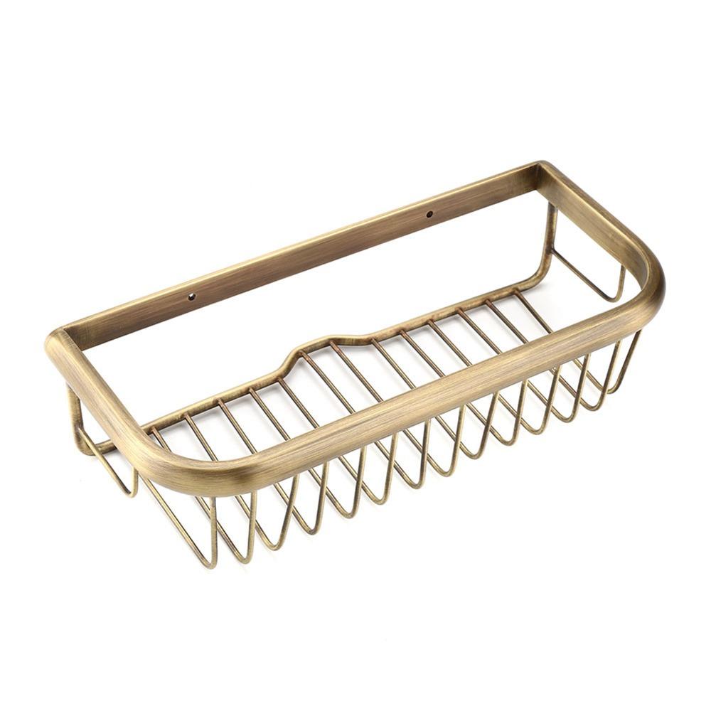 Wall Mount Shower Caddy Basket Copper Shampoo Storage Holder Durable Shower Basket Space Saving