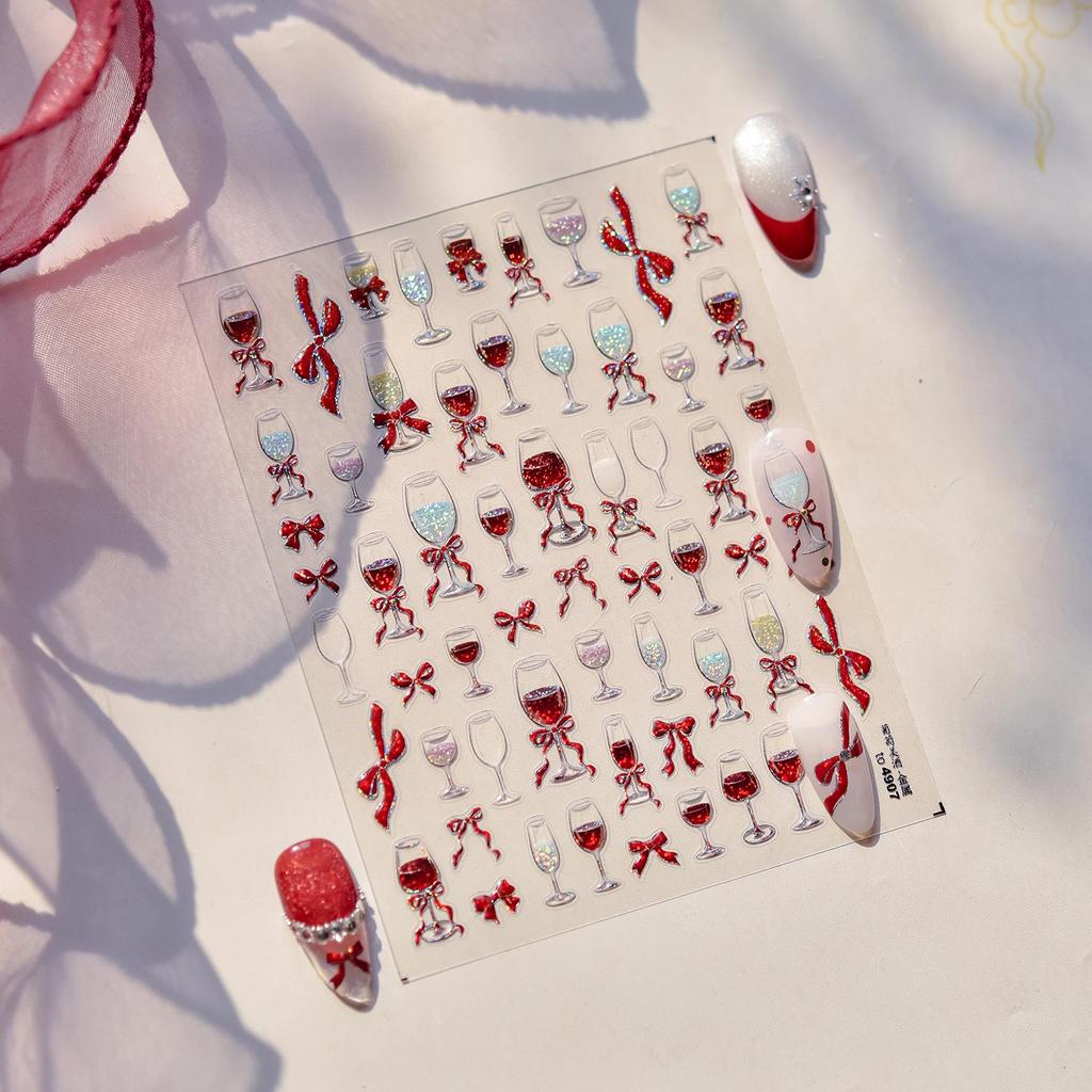 Металлические наклейки для ногтей Tomoni - Популярные японские аксессуары для нейл-арта с бокалами