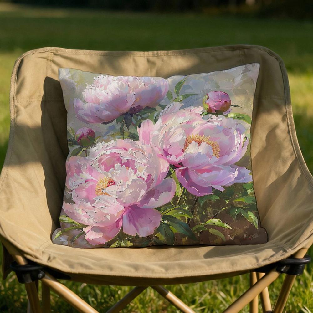 Pink Peony Flowers Cushion Cover Soft Reversible  Durable Pillow Cover  MultiScene Use for Home  Car Daily Comfort