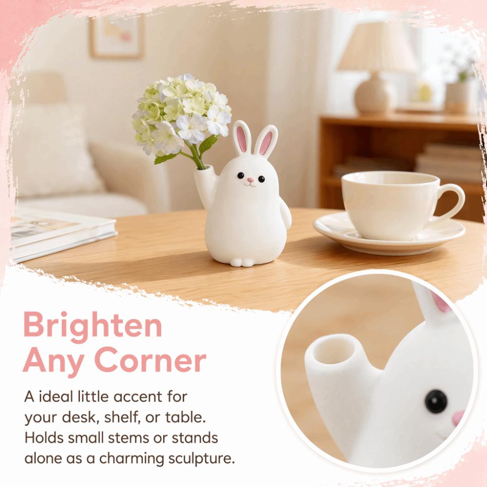 3D Printed Plastic Rabbit Vase Cartoon Desktop Ornament Succulent Planter Gift for Plant Lovers