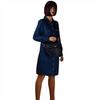 Light navy blue messenger bag with a wide strap, made of genuine leather