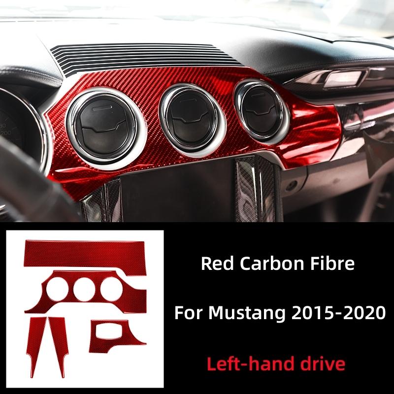For Ford Mustang GT 2015-2021 Accessories Carbon Fiber Interior Car Dashboard Panel Cover Trim Sticker Decal Decoration Frame