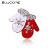 Christmas Brooch Cute Gloves Corsage for Women Men Scarf Hijab Lapel Pins New Year Gifts