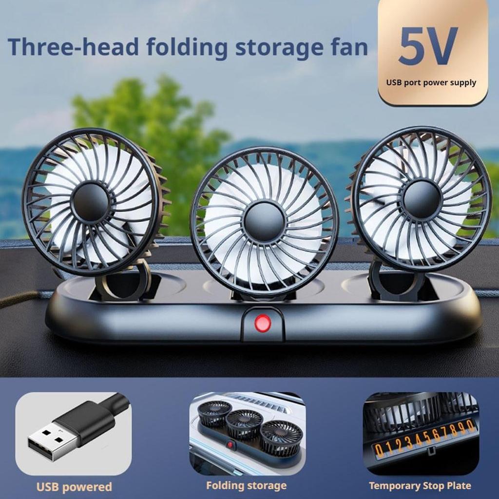 Car USB Fan,Powerful Dashboard Electric Car Fan,360 Degree Rotatable Car Fan,ortable Vehicle Cool Fan,Low Noise Strong Dashboard Cool Circulator Fan