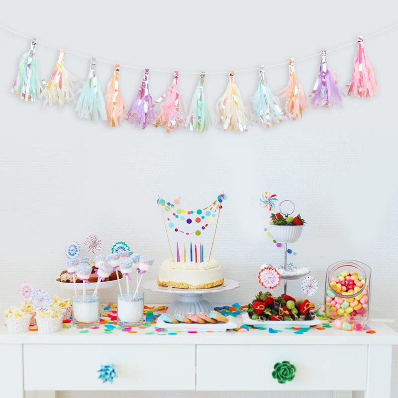1/2Packs Rainbow Color Paper Tassel Garland For Kids Unicorn Mermaid Birthday Party Decoration Baby Shower Wedding Supplies