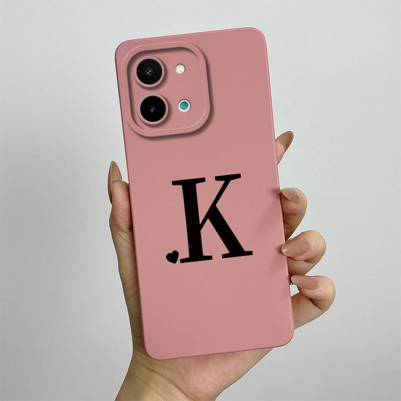 Чехол для vivo Y28 4G Чехол-крышка для vivo Y28 4G Милые начальные буквы Квадратный Жидкий Мягкий силиконовый чехол для телефона Матовый Ударопрочный задний чехол