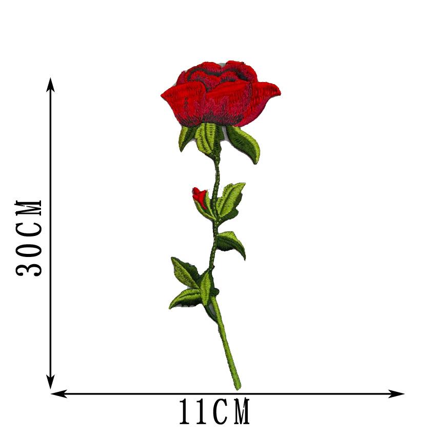 Red Rose Flower Embroidered Sew‑On Patches, Floral Cloth Badge Applique, Decorative Patch For Clothes DIY Ornament Scrapbooking