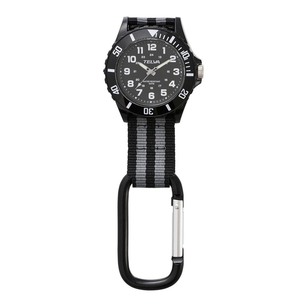 CREPHA Карманный карабин Нейлон Черный Часы, Часы, Аналоговые, Водонепроницаемые, Ремешок, CB-A391-BKB